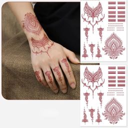S.A.V.I 2 Sheets - Temporary Mehndi Tattoo Stickers for Hands (16x12 cm) | Red-image-78