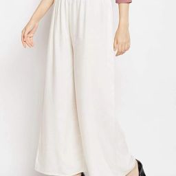 Women Relaxed White Viscose Rayon Trousers-image-75