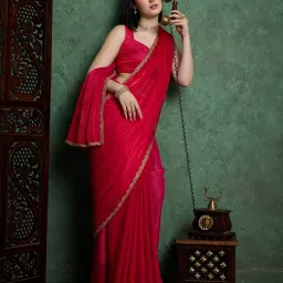Solid/Plain Bollywood Chiffon Saree-image-4