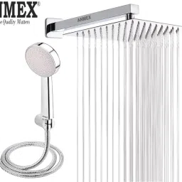 ANMEX COMBO of SS304 UltraSlim High Pressure Rainfall Shower Head With Shower Fit Arm HandShower (ABS),SS304 1.5mtr Tube And Hook 6X6+18Inch Arm+HandShower Set)-26