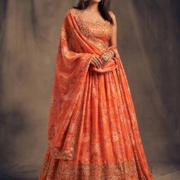 Embroidered Semi Stitched Lehenga Choli-image-5
