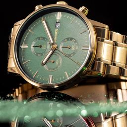 Sonata 2 Quartz Multifunction Green Dial Golden Stainless Steel Strap Analog Watch - For Men 77145YM01|77145YM01|77145YM01-picture-8