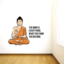 73 cm Wall Decals sticker' Peaceful Buddha and Quote on Mind ' Self Adhesive Sticker-image-36