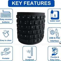 Octec Folding Wired Keyboard 85-Key USB Keyboard for Travel,Laptop,PC & Office Use Wired USB Handheld Laptop Keyboard Compatible with Desktop, Laptop, Mac image 3