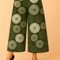 Women Comfort Fit Green Cotton Blend Trousers-image-1