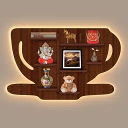 vibecrafts Coffee Cup Shape Walnut Wood Wall Shelf-picture-30