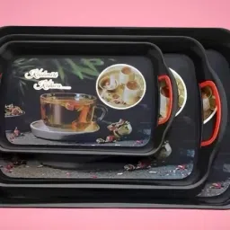 Serving Tray Set of 3 for Tea and Coffee (Large, Medium and Small) Tray-0
