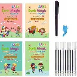 4 Pc Sank Writing Books for Kids Magic Practice Copybook Reusable Handwriting-image-43