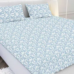 mayfair homes london Blue Geometric 210 TC Cotton Super King Bedsheet with 2 Pillow Covers-picture-23