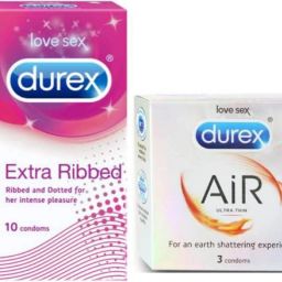 Extra Ribbed Dotted & Ribbed 10s + AiR Ultra Thin 3s (10s + 3s = 13 Condoms) Value Passion Raja Combo Condom-12