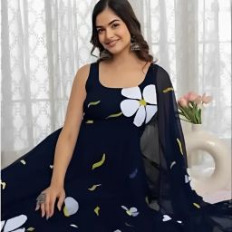 Floral Print Georgette Stitched Anarkali Gown-image-50