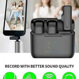 hybite Double Wireless Mic with Charging Case for Vlogging/Recording For Type C/ iPhone Microphone image 2