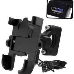 Universal Metal Body 360 Degree Rotating Handlebar Cradle Stand with USB Charger Bike Mobile Holder-16