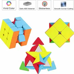 d eternal cube 2x2 3x3 and Pyraminx Triangle cube stickerless high speed magic Cube combo Brainstorming Puzzle Game Toy image 4