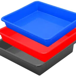 Plastic Exel Small Tray For Home/Office, 3 pc Tray 2 Ltr, Red Blue Grey Tray-image-94