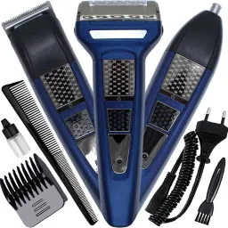 QGS E 3in1 Rechargeable Shaver Clipper Beard Moustache Ear Nose Hair Cutting Trimmer Fully Waterproof Grooming Kit 240 minRuntime 4 Length Settings-image-74