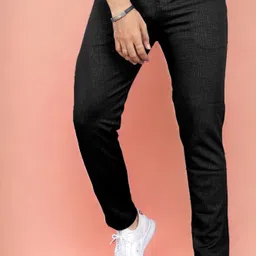 indiclub Men Slim Fit Black Lycra Blend Trousers-picture-17