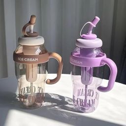 rhinetoys Insulated Ice Cream Water Bottle with Straw Cute & Stylish Large Capacity 1300 ml Bottle image 2