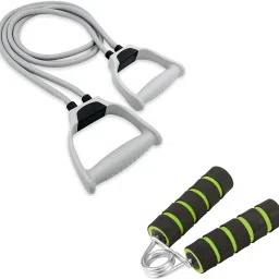 Double Toning Tube With Foam Hand Gripper for Home Workout Gym Combo Set Fitness Accessory Kit Kit-12