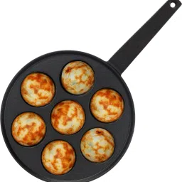 Cast Iron pre-seasoned Paniyarakkal 7 Pits - Zesto Paniarakkal 0.2 L capacity 22 cm diameter-20