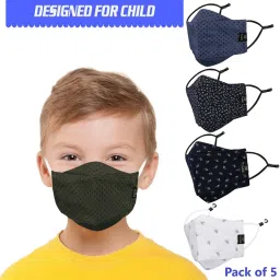 5 Pc Cotton Kids 3D Face Mask Reusable Fabric N95 Black Mask for Boys Girls KIds Mask 6 Cloth Mask With Melt Blown Fabric Layer-15