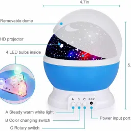 kidducollection Star Master Projector Night lamp and Rotating Color Changing with USB Wire. Table Lamp Night Lamp image 2