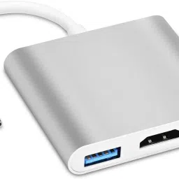 BALRAMA Silver White 3 in 1 Multiport USB C Adapter Hub USB-C Port to HDMI + USB C PD Port + USB 3.0 Phone Converter-14