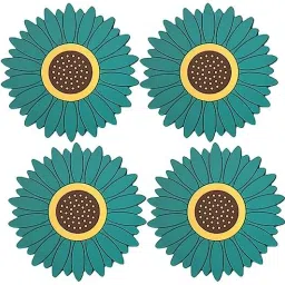 Silicone Mat for Hot & Cold Pot - Cute Sunflower Shaped Table mat Waterproof, Protect Your Furniture from Damage,Green Trivet-5