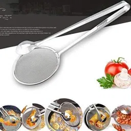 msvtradess 1 Pcs Multi-Functional 2 in 1 Fry Tool Filter Spoon Strainer with Clip Collapsible Strainer image 5