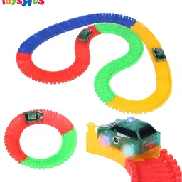14 ft Long Glowing Track Set with 2 Racing LED Cars-18
