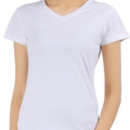 Women Solid V Neck Pure Cotton White T-Shirt-image-29