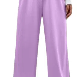 Women Flared Purple Cotton Blend Trousers-image-48