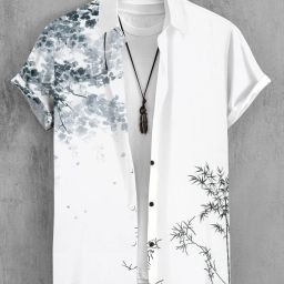 Women Regular Fit Graphic Print Ribbed Collar Casual Shirt-image-4
