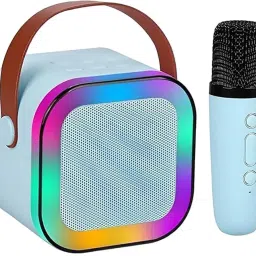 Karaoke Machine with Wireless Mics Portable Bluetooth Speaker rgb Lights blue wireless mic with speaker-picture-12