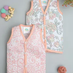 Fancy Fluff Infants Girls Pack Of 2 Bamboo Muslin Printed Jhabla-image-83