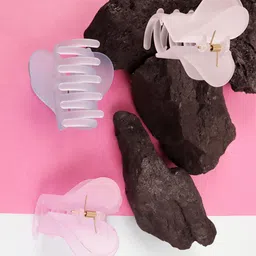 VAGHBHATT Women Purple & Cream-Coloured Set of 3 Claw Clip-13
