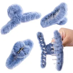 DN Creation Women Assorted Set of 2 Fur Fleece Claw Clip-24