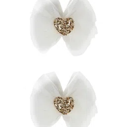 Aye Candy Girls White & Gold-Toned Set of 2 Embellished Alligator Hair Clip-picture-12