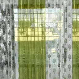 COMFY HOME Green Set of 2 Floral Sheer Window Core-25