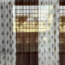 COMFY HOME Brown & White 4 Pieces Floral Sheer Window Curtains-35