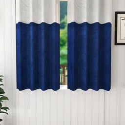 Ville Style Blue & White 2 Pieces Ethnic Motifs Room Darkening Window Curtains-image-18