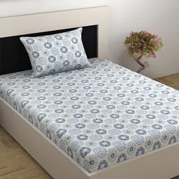 Divine Casa Prisham Printed Cotton 144 TC Single Bedsheet With 1 Pillow Cover-image-34