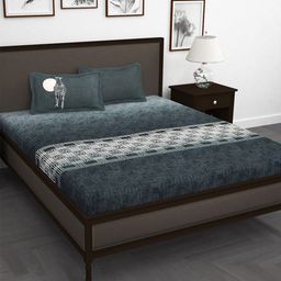 Story@home Grey & White Printed Cotton 240TC King Bedsheet with 2 Pillow Covers-image-68