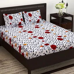 Story@home Red & White Floral 152 TC Queen Bedsheet with 2 Pillow Covers-image-81