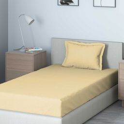 DDecor Beige Solid 150 TC Cotton 1 Single Bedsheet with 1 Pillow Covers-image-76