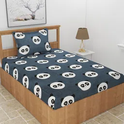MORADO Black & White Graphic 210 TC Single Bedsheet with 1 Pillow Covers-image-65