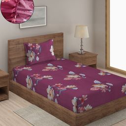 SOKNACK Floral 300 TC Single Bedsheet with 1 Pillow Covers-image-69