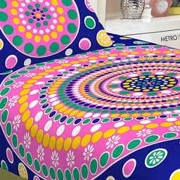 Urban Magic Blue Geometric 104 TC Single Bedsheet with 1 Pillow Covers-image-11