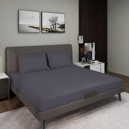 Aura Grey Solid 150 TC Queen Microfiber Bedsheet With 2 Pillow Covers-image-69