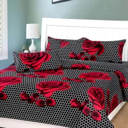 Supreme Home Collective Red Printed 144 TC Queen Bedsheet with 2 Pillow Covers-image-77